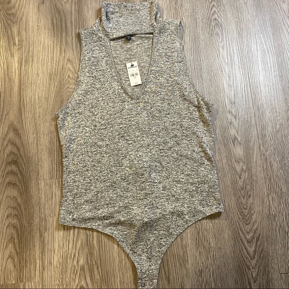 Express Heathered gray bodysuit size large - Picture 1 of 4